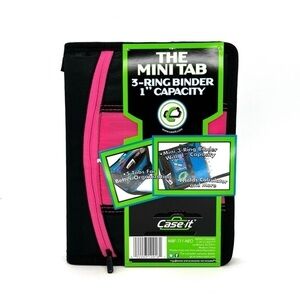 Case-It “The Mini Tab” Three Ring Zip Binder Pink & Black A3 5.5 x 8.5 80s 1980s